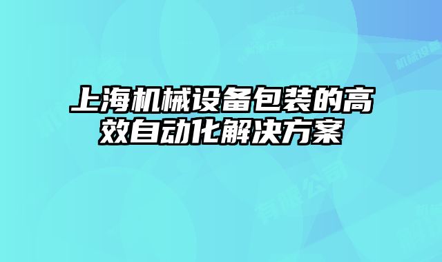上海機(jī)械設(shè)備包裝的高效自動化解決方案
