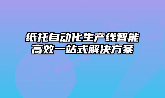 紙托自動(dòng)化生產(chǎn)線智能高效一站式解決方案